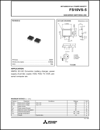 FS10VS-5 datasheet: 250V planar process MOSFET FS10VS-5
