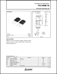 FS14SM-10 datasheet: 500V planar process MOSFET FS14SM-10