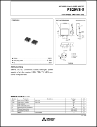 FS20VS-5 datasheet: 250V planar process MOSFET FS20VS-5