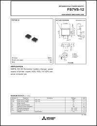 FS7VS-12 datasheet: 600V planar process MOSFET FS7VS-12
