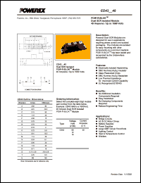 CD430840 datasheet: 800V, 40A phase control dual scr thyristor CD430840