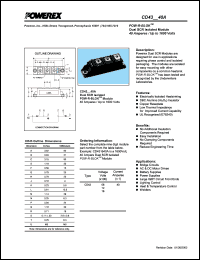 CD431640A datasheet: 1600V, 40A phase control dual thyristor CD431640A