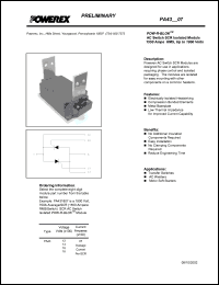 PA430607 datasheet: 600V, 700A phase control ac switch thyristor PA430607