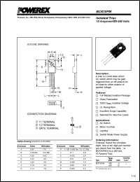 BCR10PM-12 datasheet: 600V, 10A triac BCR10PM-12