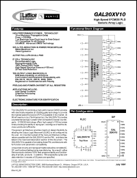 GAL20XV10B-20LJ datasheet: High-speed E2CMOS PLD generic array logicTM (40 x 40), 20ns, low power GAL20XV10B-20LJ