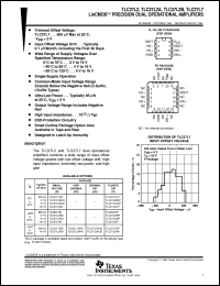 TLC27L2CPS datasheet:  DUAL PRECISION SINGLE SUPPLY UPOWER OPERATIONAL AMPLIFIER TLC27L2CPS