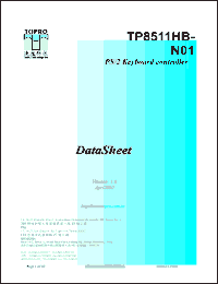 TP8511HB-N01 datasheet: PS/2 keyboard controller. 8-bit CMOS microcontroller. TP8511HB-N01
