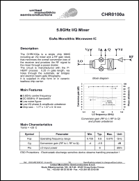 CHR0100a datasheet: 5.8 GHz I/Q mixer. GaAs monolithic microwave IC. CHR0100a