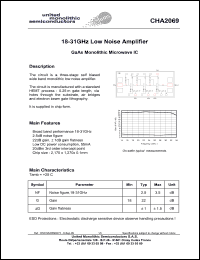 CHA2069-99F/00 datasheet: 18-31 GHz low noise amplifier CHA2069-99F/00
