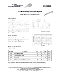 CHX2089-99F/00 datasheet: 9-18GHz frequency multiplier CHX2089-99F/00