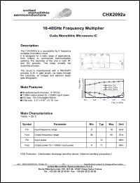 CHX2092a-99F/00 datasheet: 10-40GHz frequency multiplier CHX2092a-99F/00