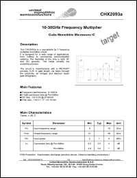 CHX2093a99FF/00 datasheet: 10-30GHz frequency multiplier CHX2093a99FF/00