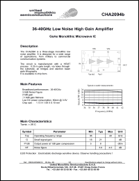 CHA2094b99F/00 datasheet: 36-40GHz low noise high gain amplifier CHA2094b99F/00