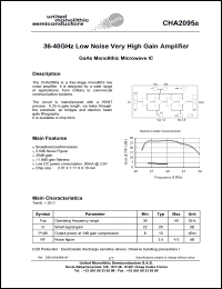 CHA2095a99F/00 datasheet: 36-40GHz low noise very high gain amplifier CHA2095a99F/00