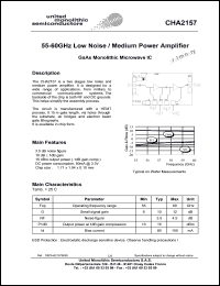 CHA2157-99F/00 datasheet: 55 -60GHz low noise / medium power amplifier CHA2157-99F/00