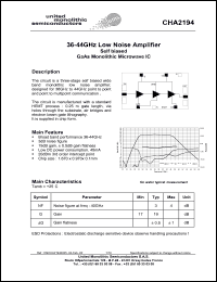 CHA2193-99F/00 datasheet: 20-30GHz low noise amplifier CHA2193-99F/00