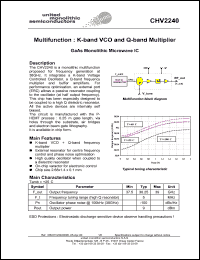 CHV2240-99F/00 datasheet: Multifunction: K-band VCO and Q-band multiplier CHV2240-99F/00