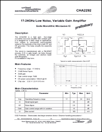 CHA2292-99F/00 datasheet: 17-24GHz low noise, variable gain amplifier CHA2292-99F/00