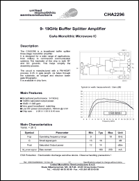 CHA2296-99F/00 datasheet: 9-19GHz buffer splitter amplifier CHA2296-99F/00