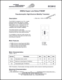 EC2612-99F/00 datasheet: 40GHz superlow noise PHEMT EC2612-99F/00