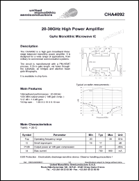 CHA4092-99F/00 datasheet: 20-30GHz high power amplifier CHA4092-99F/00