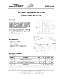 CHA5093-99F/00 datasheet: 22-26GHz high power amplifier CHA5093-99F/00