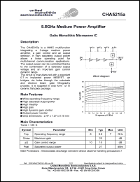 CHA5215aFKF/23 datasheet: 5.8GHz medium power amplifier CHA5215aFKF/23