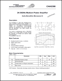 CHA5390-99F datasheet: 24-30GHz medium power amplifier CHA5390-99F