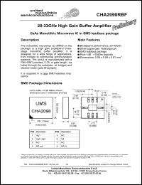CHA2098RBF/24 datasheet: 20-33GHz high gain buffer amplifier CHA2098RBF/24