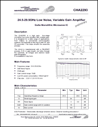 CHA2293-99F/00 datasheet: 24.5-29.5GHz low noise, variable gain amplifier CHA2293-99F/00