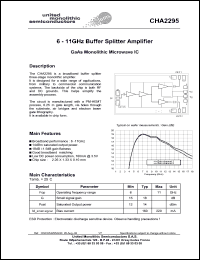 CHA2295-99F/00 datasheet: 6-11GHz buffer splitter amplifier CHA2295-99F/00