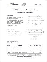 CHA2391-99F/00 datasheet: 36-40GHz very low noise amplifier CHA2391-99F/00