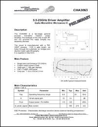 CHA3063-99F/00 datasheet: 5.5-23GHz driver amplifier CHA3063-99F/00