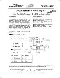 CHA3092RBF/24 datasheet: 20-33GHz medium power amplifier CHA3092RBF/24