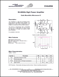 CHA4094-99F/00 datasheet: 36-40GHz high power amplifier CHA4094-99F/00