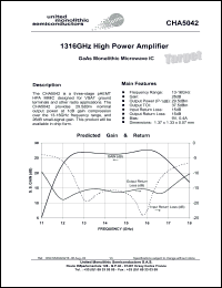CHA5042-99F/00 datasheet: 13-16GHz high power amplifier CHA5042-99F/00