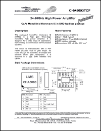 CHA5093TCF/24 datasheet: 24-26GHz high power amplifier CHA5093TCF/24