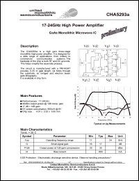 CHA5293a-99F/00 datasheet: 17-24GHz high power amplifier CHA5293a-99F/00