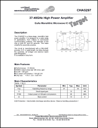 CHA5297-99F/00 datasheet: 37-40GHz high power amplifier CHA5297-99F/00