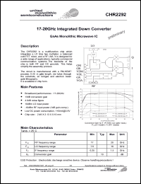 CHR2292-99F/00 datasheet: 17-20GHz integrated down converter. CHR2292-99F/00