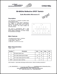 CHR2190a99F/00 datasheet: 50-60GHz reflective SPDT switch. CHR2190a99F/00