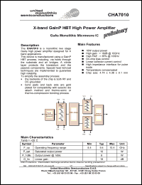 CHA7010-99F/00 datasheet: X-band GaInP HBT high power amplifier. CHA7010-99F/00