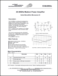 CHA3093c99F/00 datasheet: 20-40GHz medium power amplifier. CHA3093c99F/00