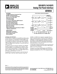 AD9884AKS-100 datasheet: 100 MSPS analog flat panel interface AD9884AKS-100