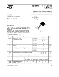 TLC226A datasheet: Sensitive gate triac, 400V, 3A TLC226A