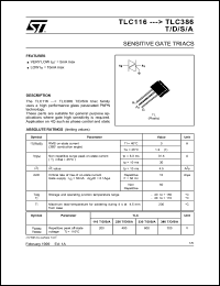 TLC226T datasheet: Sensitive gate triac, 400V, 3A TLC226T