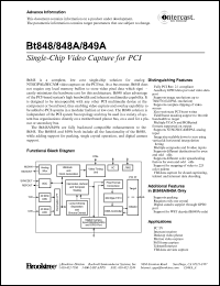 Bt848KPF datasheet: Single-Chip Video Capture for PCI Bt848KPF