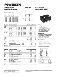 PSB105/14 datasheet: 1400 V single phase rectifier bridge PSB105/14