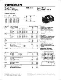 PSB112/12 datasheet: 1200 V single phase rectifier bridge PSB112/12
