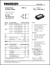 PSB15/08 datasheet: 800 V single phase rectifier bridge PSB15/08